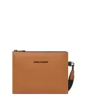Pochette piccola piatta in tessuto impermeabile Piquadro C2OW, arancio