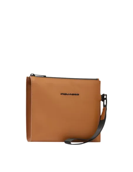 Piquadro Corner Small Flat Pouch in Waterproof Fabric, orange