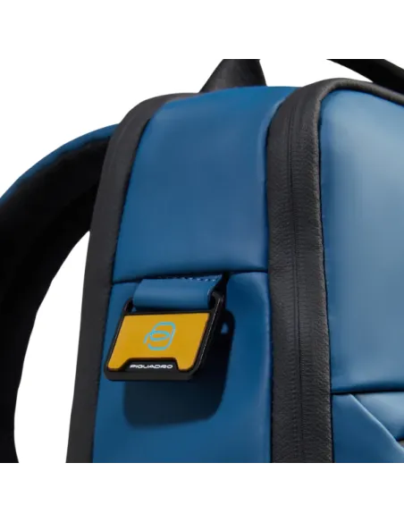 Piquadro C2OW laptop backpack in waterproof fabric, steel blue