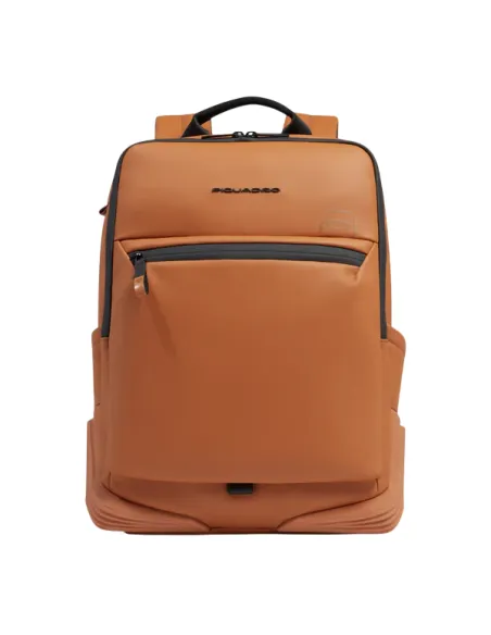 Zaino porta pc da 15,6 a due scomparti con cinghia pettorale Piquadro C2OW, arancio