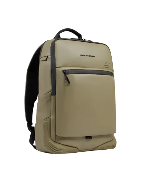 Zaino porta pc da 15,6 a due scomparti con cinghia pettorale Piquadro C2OW, Khaki