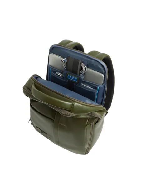 Piquadro Russel Leder-Rucksack klein Laptop & iPad-Fach, grün2
