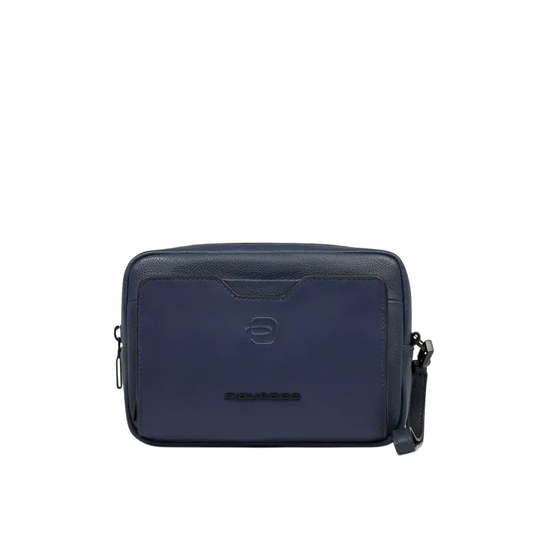 Piquadro Ael Herren Ledertasche mit Schultergurt, blau