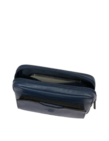 Piquadro Ael Herren Ledertasche mit Schultergurt, blau