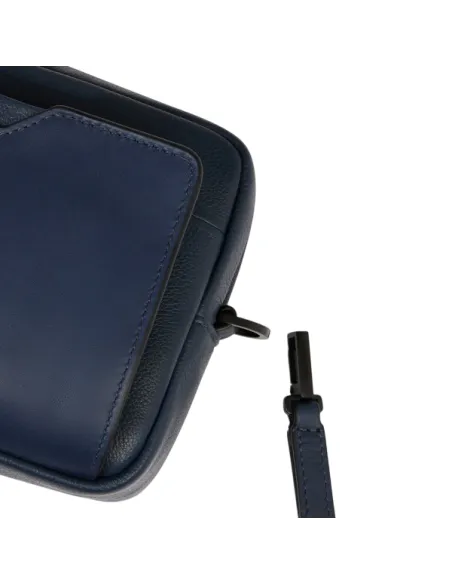 Piquadro Ael Herren Ledertasche mit Schultergurt, blau