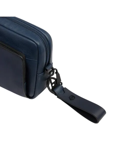 Pochette uomo in pelle Piquadro Ael, blu