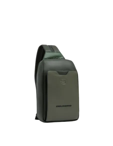 Piquadro Ael leather sling bag convertible to backpack, green