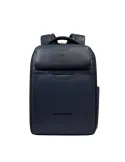 Piquadro Ael leather travel backpack for 14 inch laptop, blue