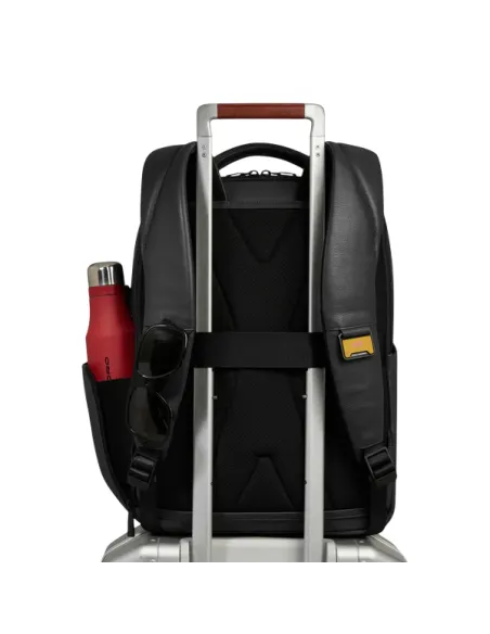 Zaino da viaggio in pelle porta pc da 14 e iPad® Piquadro Ael, nero