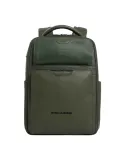 Piquadro Ael leather travel backpack for 14 inch laptop, green