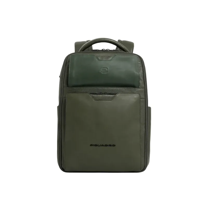 Piquadro Ael leather travel backpack with 15,6 laptop...