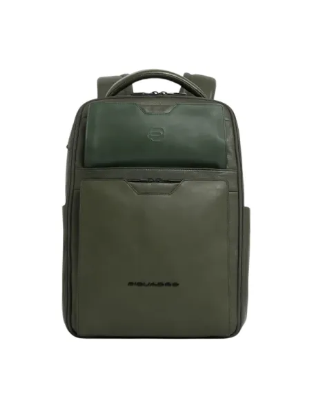 Piquadro Ael leather travel backpack with 15,6 laptop compartment, green