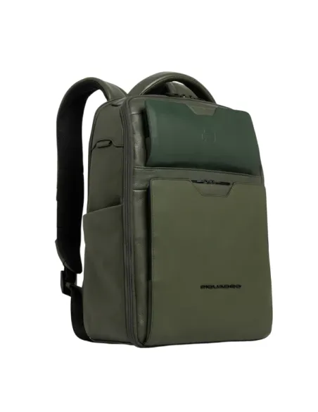 Zaino da viaggio in pelle porta pc da 15,6 e iPad® Piquadro Ael, verde