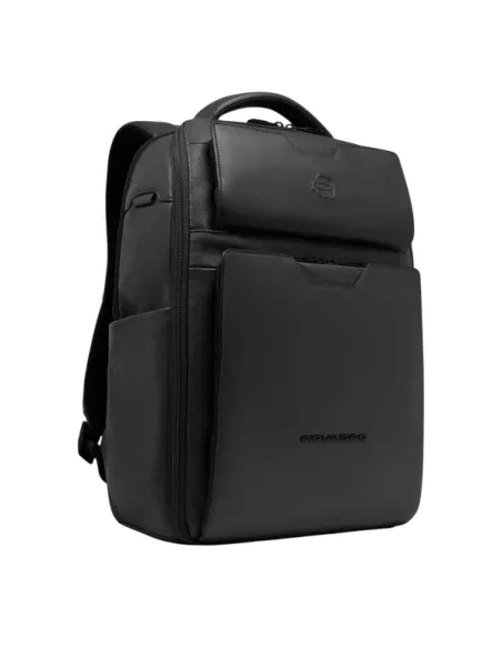 Zaino da viaggio in pelle porta pc da 15,6 e iPad® Piquadro Ael, nero