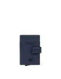 Piquadro Ael leather and metal billfold card holder, blue