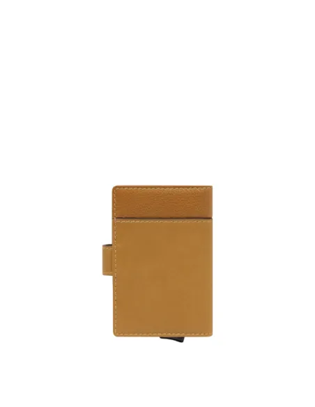 Piquadro Ael leather and metal billfold card holder, yellow