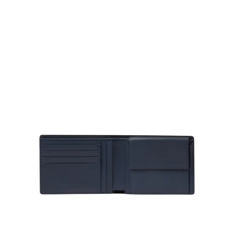 Portafogli uomo in pelle con porta monete Piquadro Ael, blu