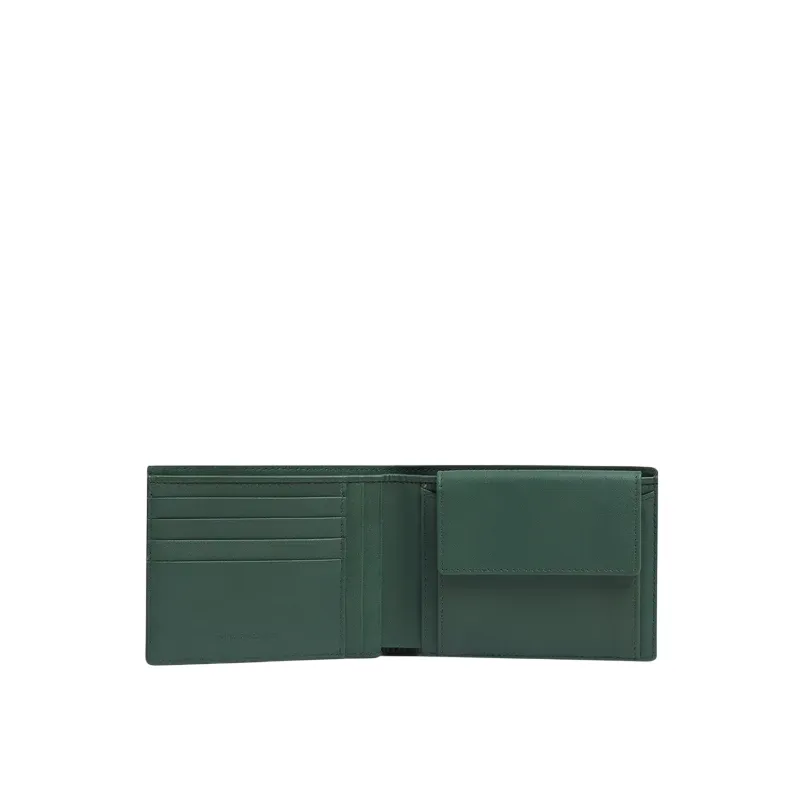 Piquadro Ael men's leather wallet with coin pocket, green