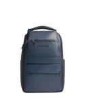 Piquadro Solm leather travel backpack with 14 laptop compartment, blue