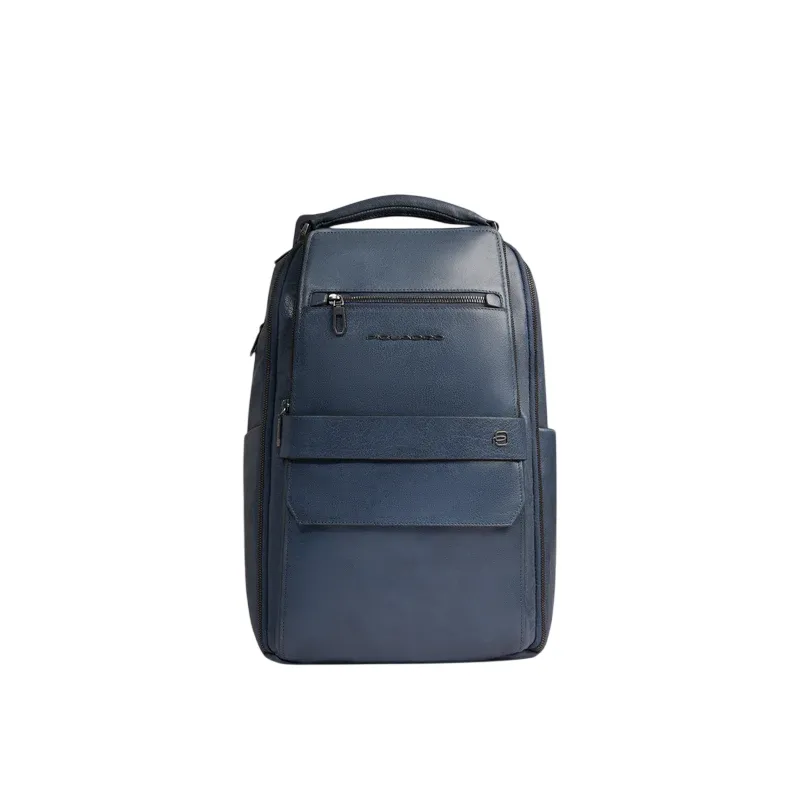 Piquadro Solm leather travel backpack with 14 laptop...