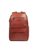 Piquadro Solm leather travel backpack with 14 laptop compartment, brown