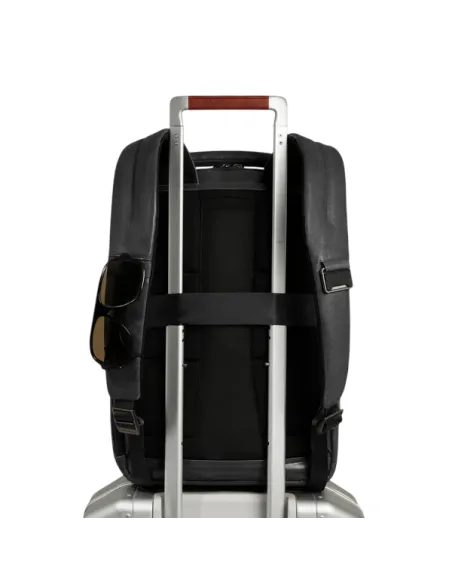 Piquadro Solm leather travel backpack with 14 laptop compartment, black