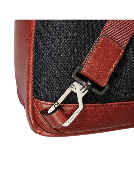 Piquadro Solm leather sling bag convertible to backpack, brown