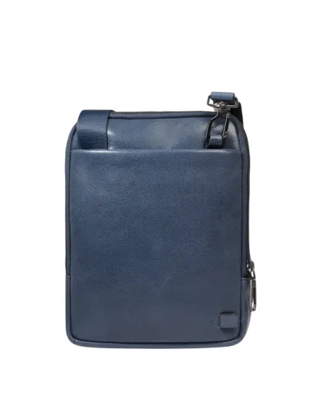 Piquadro Solm men's leather iPad Mini crossbody, blue