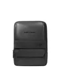 Piquadro Solm men's leather iPad Mini crossbody, black