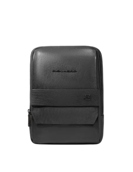 Piquadro Solm Herren iPad Mini Umhaengetasche aus Leder, schwarz