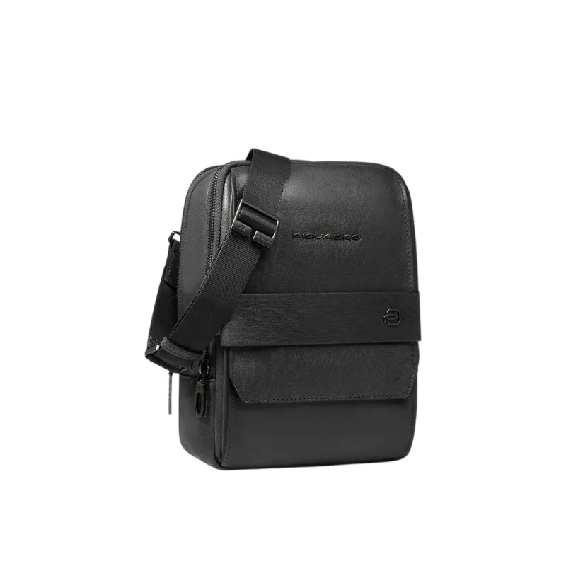 Piquadro Solm men's leather iPad Mini crossbody, black 2