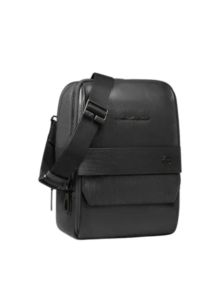 Piquadro Solm Herren iPad Mini Umhaengetasche aus Leder, schwarz