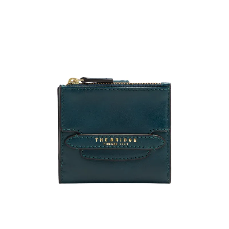 The Bridge Lucrezia small women's leather wallet, peacock