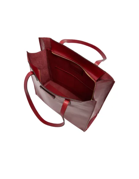 The Bridge Mirra Einkaufstasche aus leder mit Reißverschluss, Ziegelstein