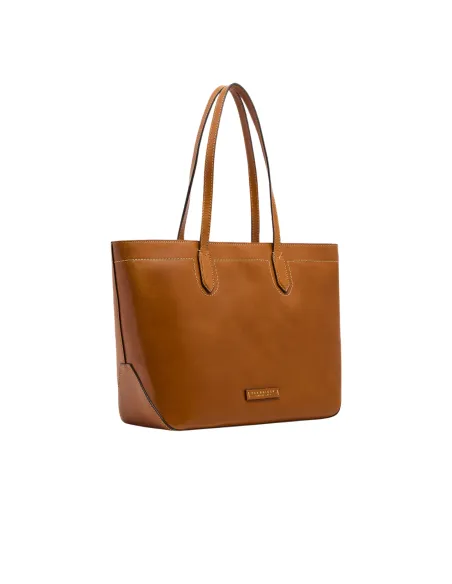 The Bridge Larissa leather shopping bag, cognac