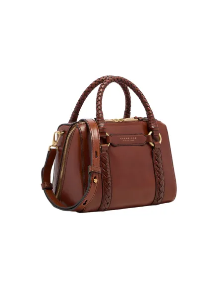 The Bridge Laura Wow leather handbag with Braided details, brown