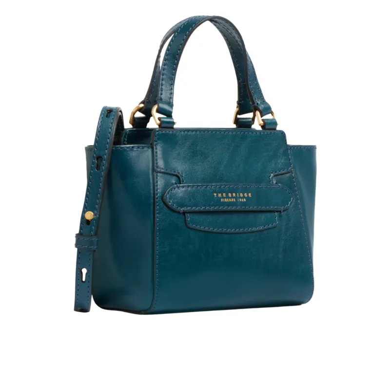 The Bridge Lucrezia small leather handbag, peacock blue 2