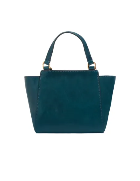 The Bridge Lucrezia small leather handbag, peacock blue