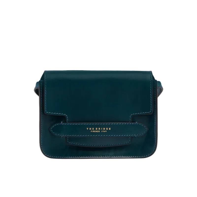 Tracolla in pelle con pattina, pavone