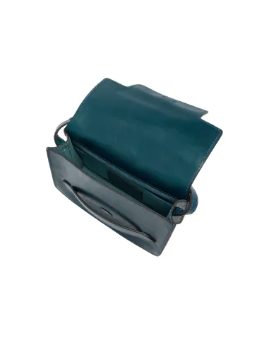 Tracolla in pelle con pattina, pavone