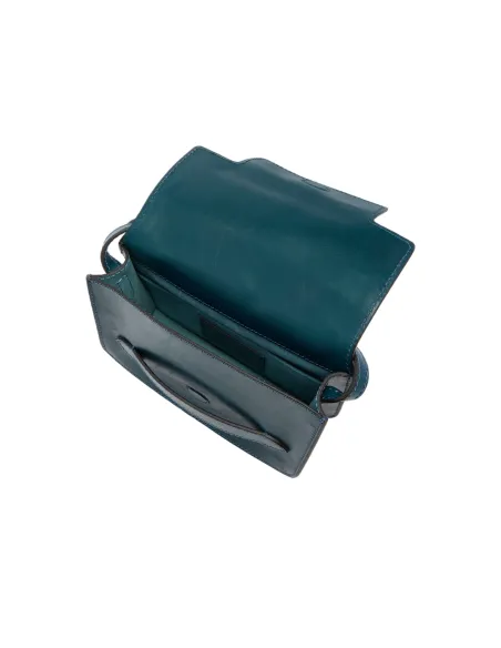 Tracolla in pelle con pattina, pavone