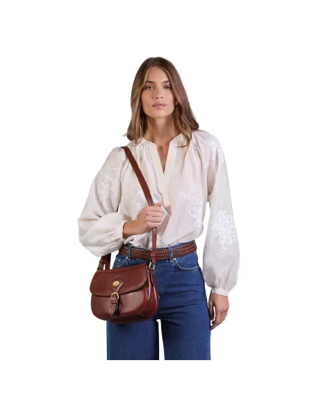 Borsa a tracolla con patta The Bridge Isadora, marrone