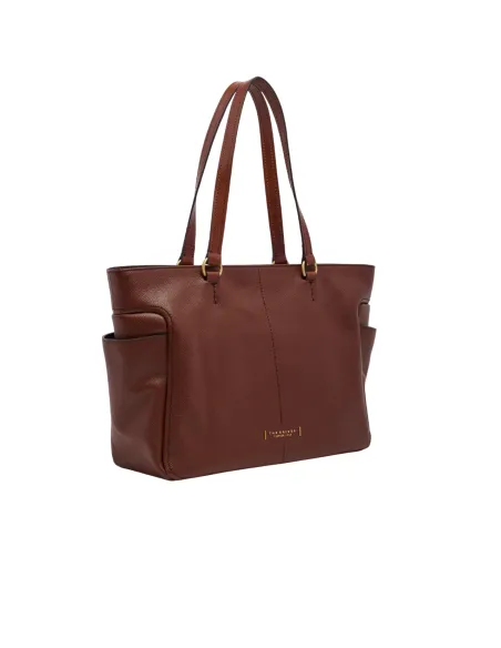 The Bridge Letizia leather shopping bag, brown