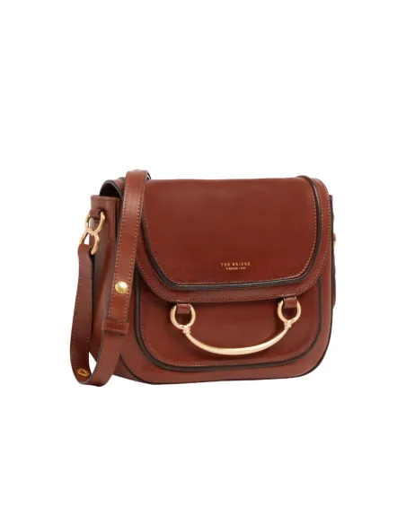 The Bridge Luce leather flap crossbody bag, brown