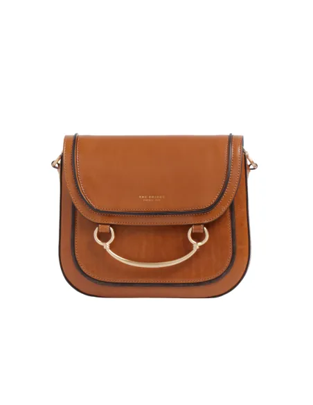 The Bridge Luce leather flap crossbody bag, cognac