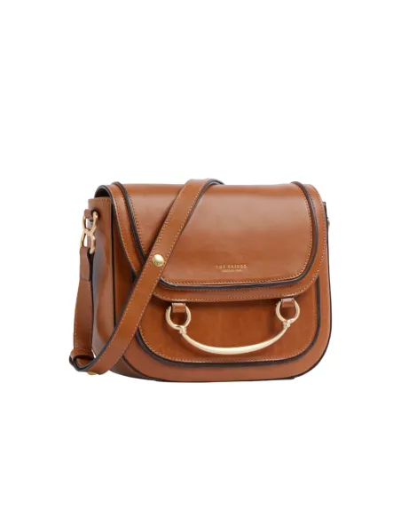 The Bridge Luce leather flap crossbody bag, cognac