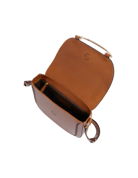 The Bridge Luce leather flap crossbody bag, cognac