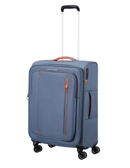 Medium Expandable Trolley 4 Wheels American Tourister Cloudrider, stone Blue