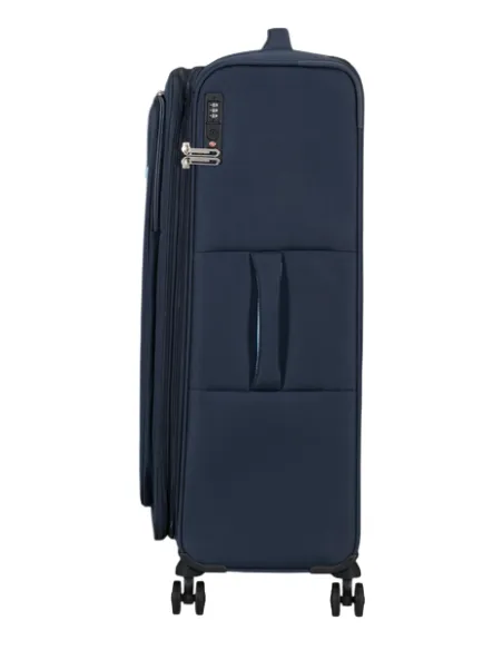 Grosser Erweiterbarer Trolley 4 Rollen American Tourister Cloudrider, blau
