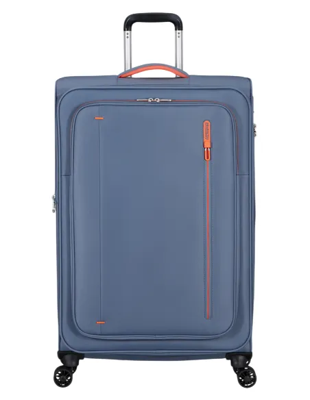 Large Expandable Trolley 4 Wheels American Tourister Cloudrider, stone blue